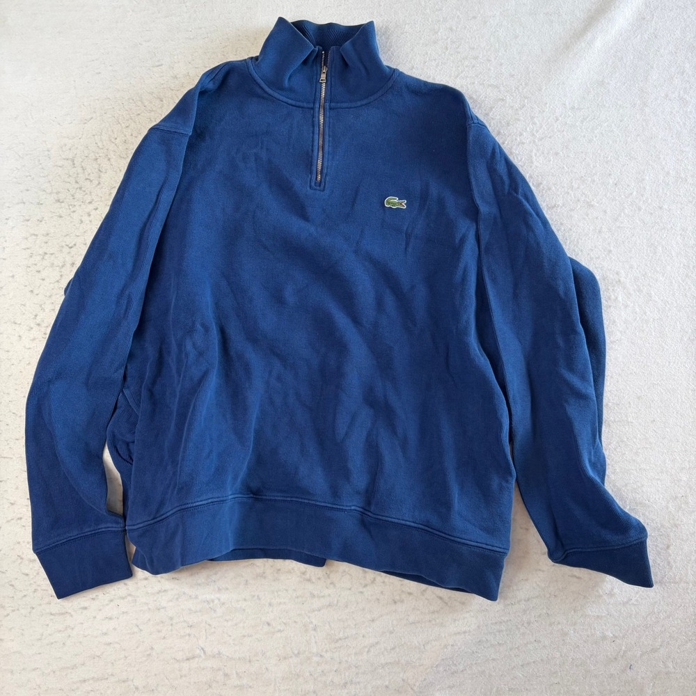 Lacoste Quarter Zip Pullover Mens XXL Blue Long Sleeve Embroidered Crocodile